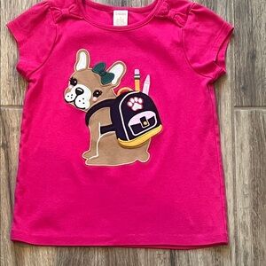 Gymboree Pink Tee with Dog and Backpack Design- First in Class